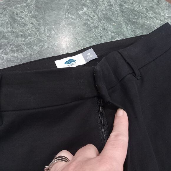 Old Navy High Rise Wide Leg Flare Crop Chino Dress Pants Women's Size 10 Black - Picture 5 of 13